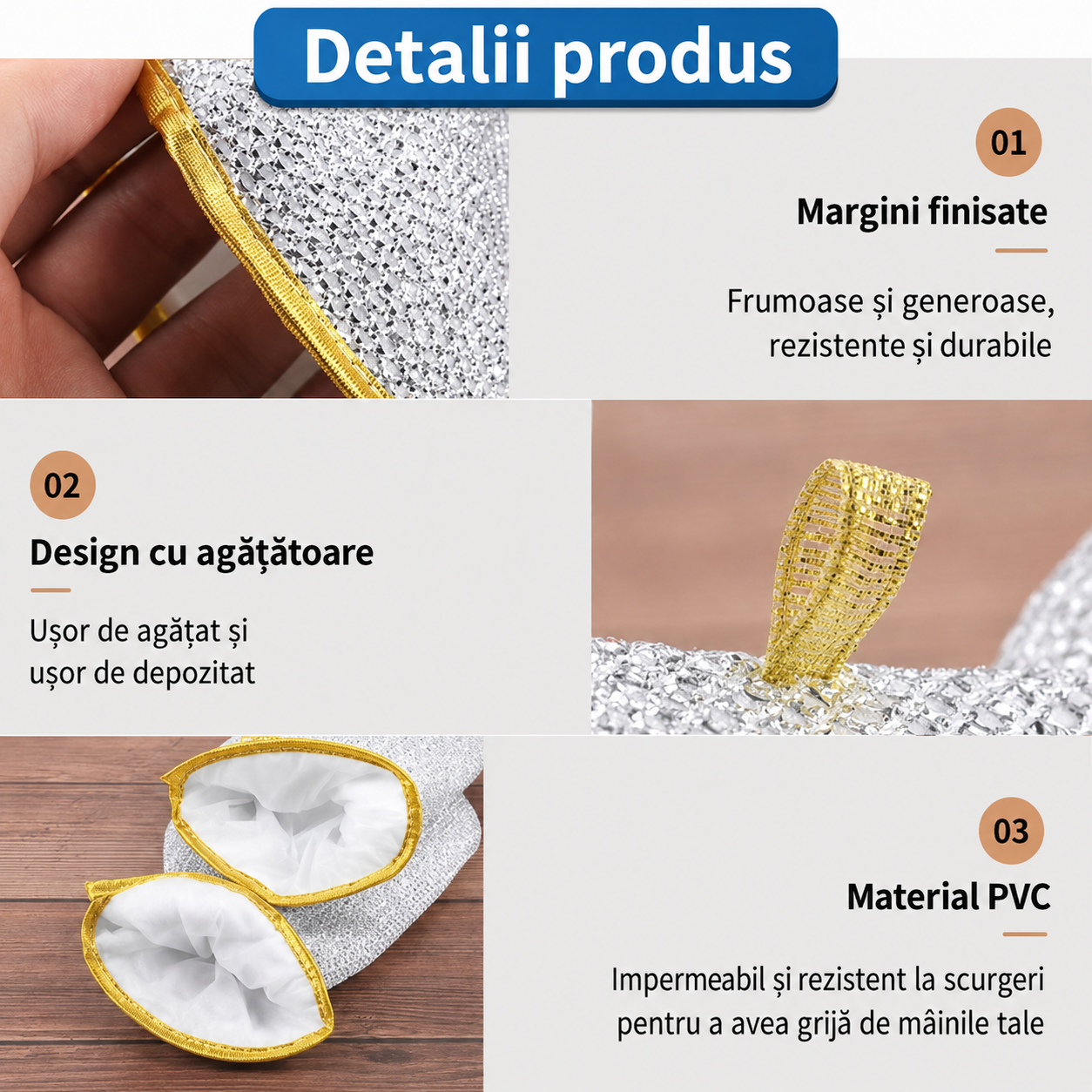 Mănuși de Sârmă Anti-Tăiere pentru Spălat Vase